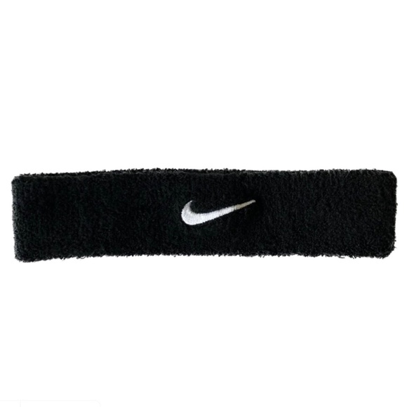FREE WITH PURCHASE Nike Swoosh Embroidered Logo Headband Black/White (EUC) - Picture 1 of 8